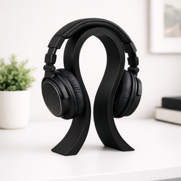 modern guitar shaped headphone stand – matte black modern guitar shaped headphone stand – matte black