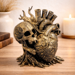 skull with anatomical heart