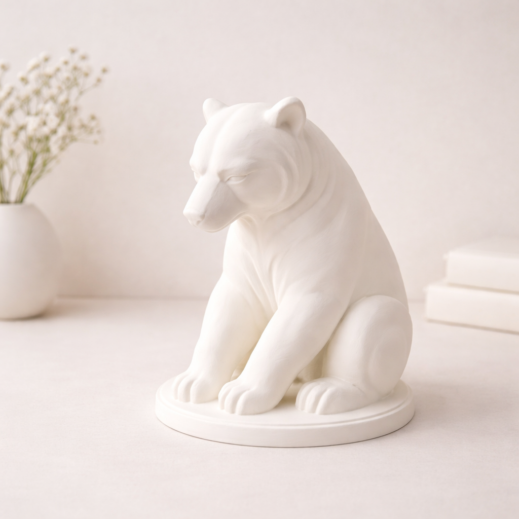 modern white polar bear statue – minimalist animal sculpture & display piece