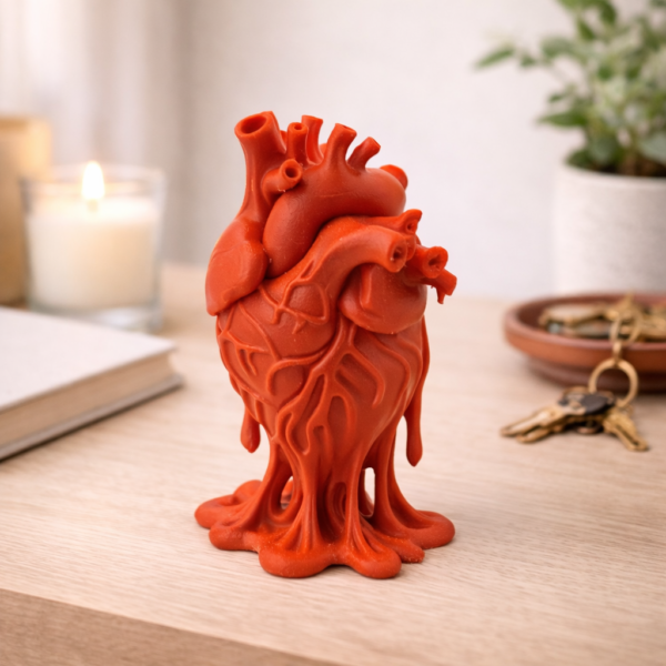 bleeding anatomical heart sculpture – gothic medical art showpiece