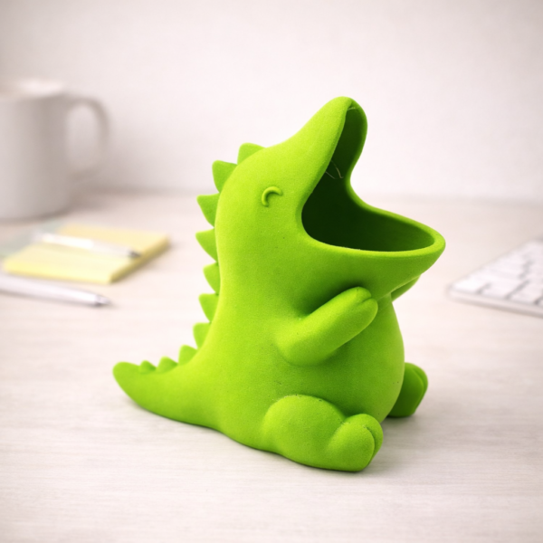 cute dinosaur pen holder & stationery organizer (parrot green)