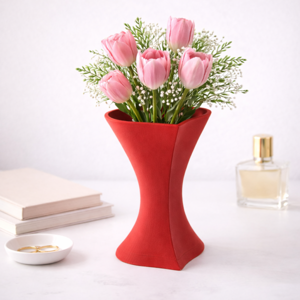 elegant lady dress vase & art sculpture – pink