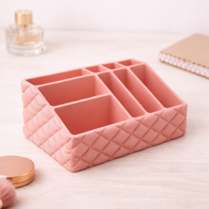 vibrant pink furrow texture cylindrical pen stand – modern desk organizer