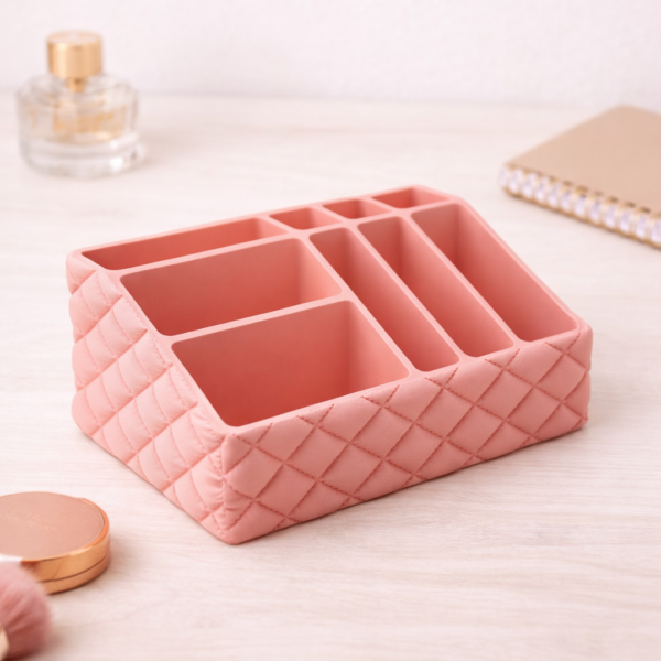 vibrant pink furrow texture cylindrical pen stand – modern desk organizer