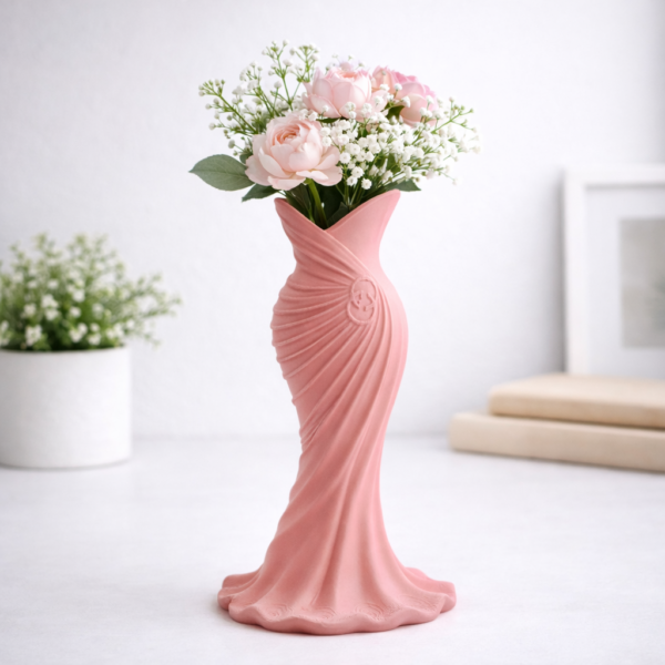 elegant lady dress vase & art sculpture – pink